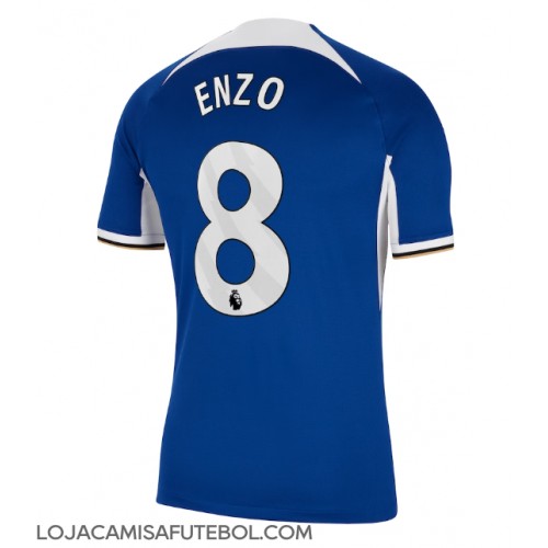 Camisa de Futebol Chelsea Enzo Fernandez #8 Equipamento Principal 2023-24 Manga Curta